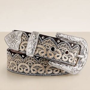 Angel Ranch Lace Glitz Leather Belt